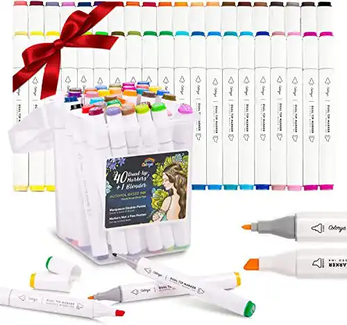 Stift Colorya 40 Alkohol Marker + Blender, mit Doppelspitze