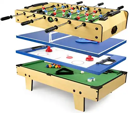 Tischkicker Kinder Leomark Multigame Mobile Spieltisch aus Holz