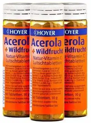 Vitamin-C-Lutschtabletten hoyer Acerola & Wildfrucht, 3 x 30g