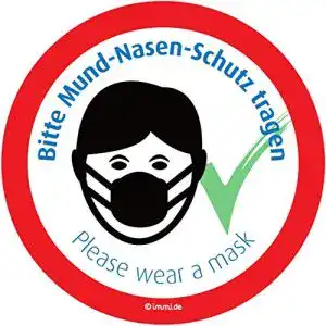 Aufkleber Maskenpflicht immi 4 St. Aufkleber Maske tragen Ø 98mm