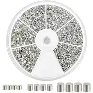 Quetschperlen ALFFREUDE 3153 Stück Silber Crimp Beads 1-2 mm
