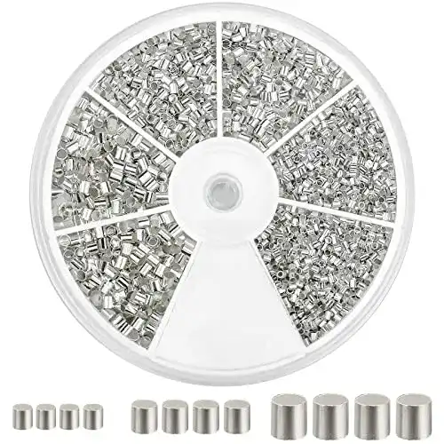 Quetschperlen ALFFREUDE 3153 Stück Silber Crimp Beads 1-2 mm