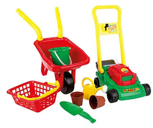 Kinder-Rasenmäher Frabar Mega Gartenspielzeug Set Schubkarre