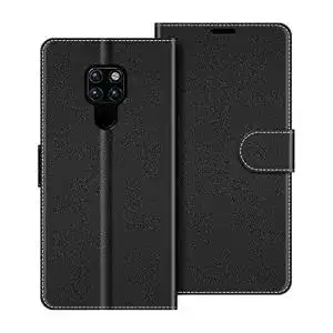 Huawei-Mate-20-Hülle COODIO Leder Handytasche, Schwarz