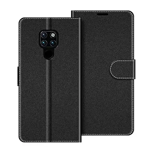 Huawei-Mate-20-Hülle COODIO Leder Handytasche, Schwarz
