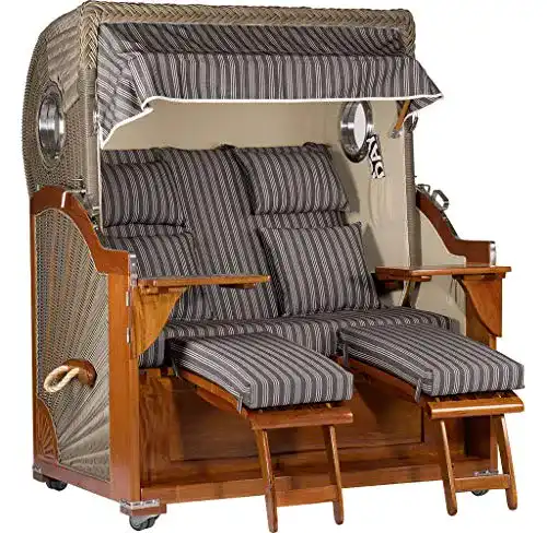 Strandkorb Luxus Mahagoni XXL Volllieger für 2 Personen