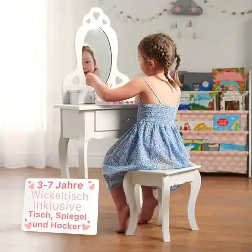 Schminktisch-Kinder Runesol Mädchen Schminktisch Weiß