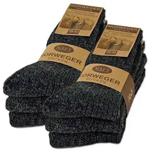 Wintersocke sockenkauf24 6 Paar Norweger Socken mit Wolle