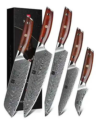 Xinzuo-Messer XINZUO Küchenmesser Set 5er, VG10 Damaststahl