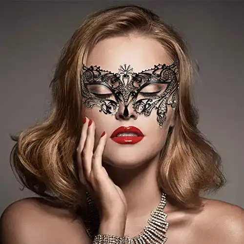 Venezianische Maske Lady of Luck Laser Geschnitten Strass Metall