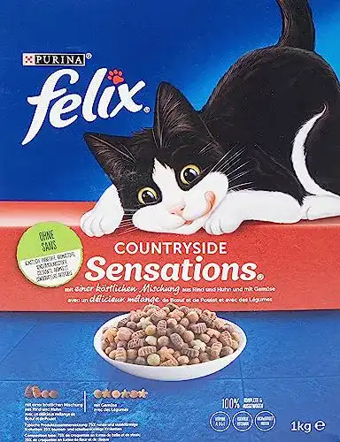 Felix-Trockenfutter Felix Meaty Sensations mit Rind, Huhn, 1 kg