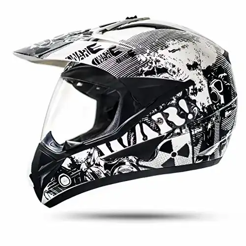 Motorradhelm ATO-Helme GS War Weiß Crosshelm mit Visier