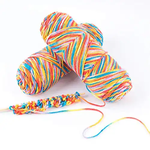 Regenbogen-Wolle QUACOWW 2 Rollen Acrylgarn Regenbogen