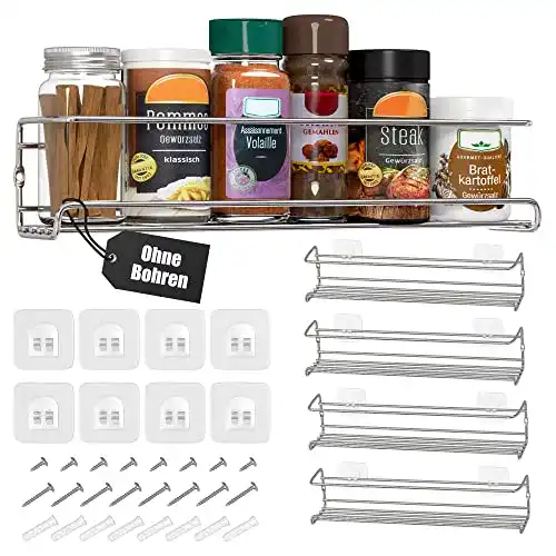 Gewürzregal Deco haus, aus Metall, 4er Set für 24 Gewürzgläser
