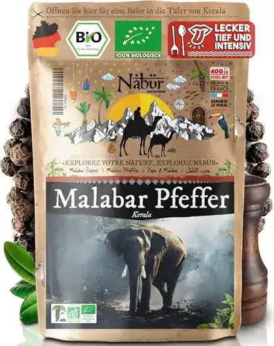 Bio-Pfeffer Nabür – Bio Malabar schwarzer Pfeffer 200gr | Ganz