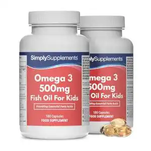 Omega-3 für Kinder Simply Supplements, 500mg, 360 Kapseln