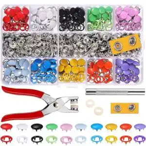 Druckknöpfe Alritz Kit mit Zange, Set Metall, 10 Farben