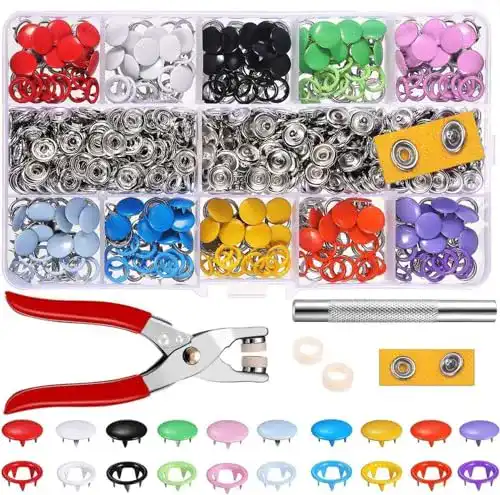 Druckknöpfe Alritz Kit mit Zange, Set Metall, 10 Farben