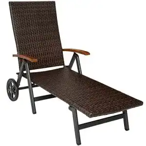 Strandliege mit Rollen TecTake 800722 Aluminium Poly Rattan