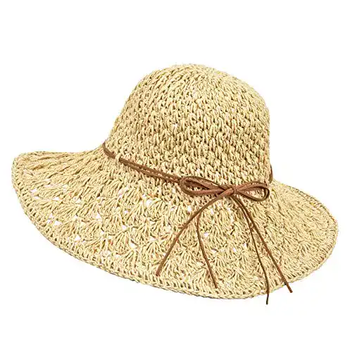 Strohhut Damen Wilxaw Damen Strohhut, Faltbar mit Bow