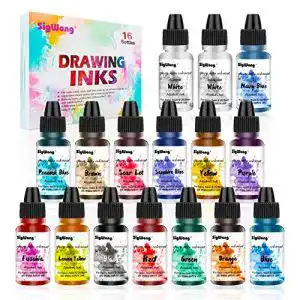 Alcohol Ink SigWong Alkoholtinten-Set, 16 Flaschen Farbe