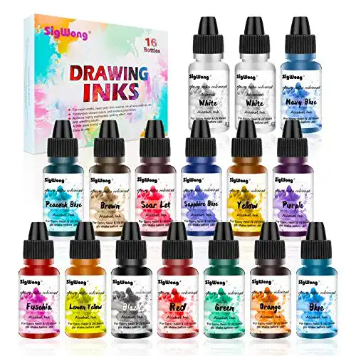 Alcohol Ink SigWong Alkoholtinten-Set, 16 Flaschen Farbe