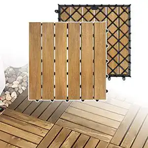 Holzfliesen Balkon LZQ Holzfliesen Akazien Holz, 30 x 30cm 11er