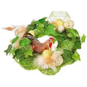 Osterkranz HEITMANN DECO mit Federhuhn und Ostereiern