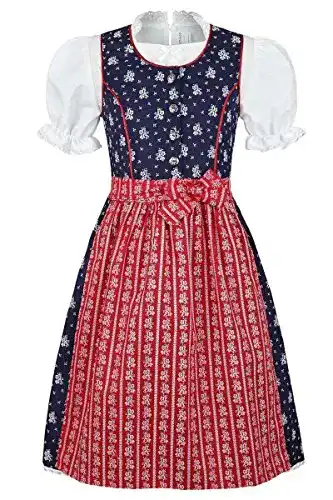 Dirndl COALA Mädchen Kinder geblümt blau rot mit Bluse