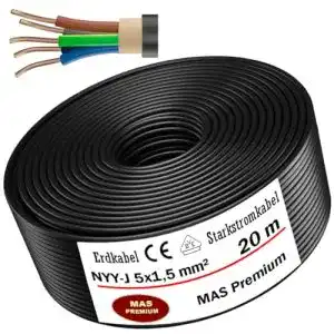 Erdkabel MAS-Premium, 5m bis 100m NYY-J 5×1,5 mm², 20m