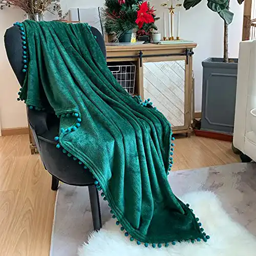 Sofadecke LOMAO Flanell Decke Pompoms Kuscheldecke Sofa