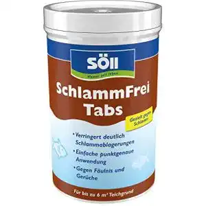 Teichschlammentferner Söll 20083 SchlammFrei Tabs Teichpflegemittel 1×6 Tabs braun– effektive Tabletten für gezielten Abbau von organischem Schlamm und Ablagerungen im kleinen Gartenteich Fischteich Schwimmteich Koiteich
