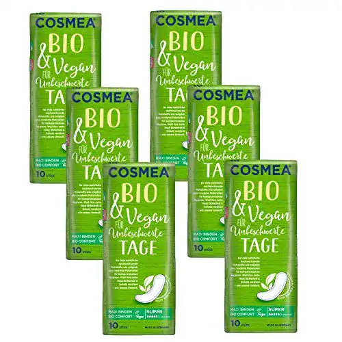 Damenbinden COSMEA Bio Maxi-Binden, Super ohne Duft, 6×10