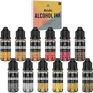 Alcohol Ink DecorRom Metallic Alkohol Tinte Set, 12 Metall Farben