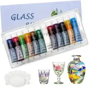 Glasfarbe Magicdo 12 Farben mit Palette, professionelles Set
