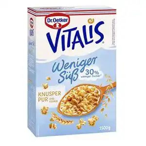 Knusper-Müsli Dr. Oetker Vitalis Weniger Süß Knusper Pur, 1,5kg