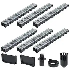 Entwässerungsrinne vidaXL 6x Komplett Set verzinkter Stahl 6m