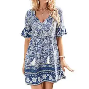 Boho-Kleid BebreezChic Damen Boho Sommerkleider Kurzarm