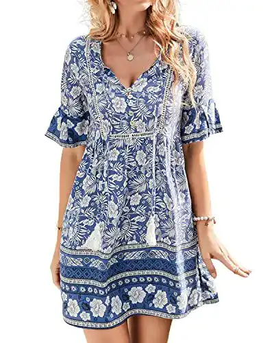 Boho-Kleid BebreezChic Damen Boho Sommerkleider Kurzarm