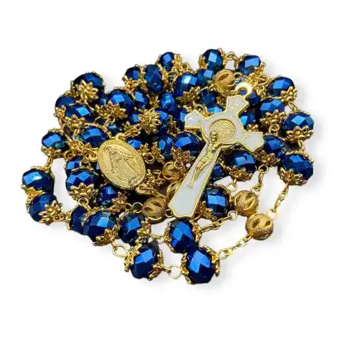 Rosenkranz Nazareth Store St. Benedikt Tiefblaue -Perlen katholisch