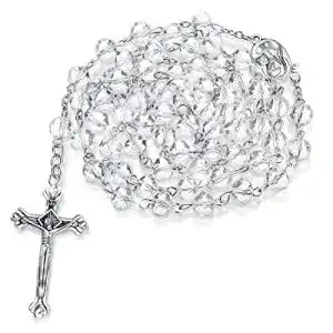 Gebetskette HICARER Katholische Rosenkranz Kette aus Bergkristall