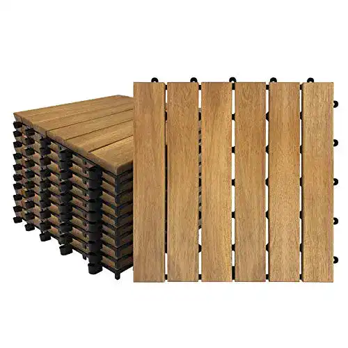 Holzfliesen Balkon AufuN 30 x 30 cm Akazien-Holz, 11 Stück