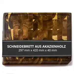 Schneidebrett Akazie STALLION Stirnholz, seitliche Griffmulden