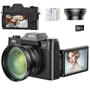 Kamera für Anfänger MIPOPS Digitalkamera, Autofokus 4K 48MP