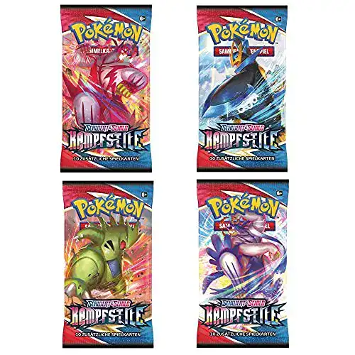 Pokémon-Booster PKMN Kampfstile | 4 Booster Packs im Set