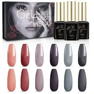 UV-Nagellack-Set Kiaitre UV Nagellack, Lila Grau Karmin 6 Farben