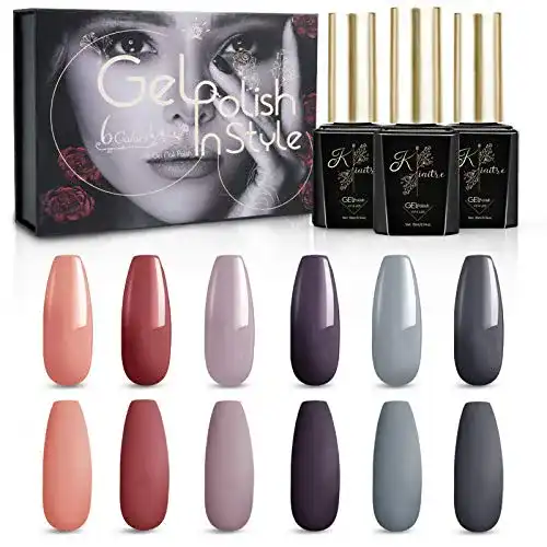 UV-Nagellack-Set Kiaitre UV Nagellack, Lila Grau Karmin 6 Farben