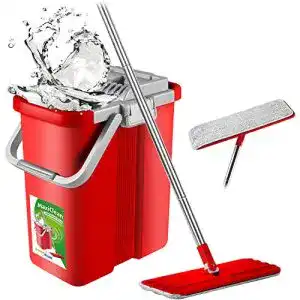Wischsystem Green Blue Flach-Mopp und 2 in 1 Eimer 8L