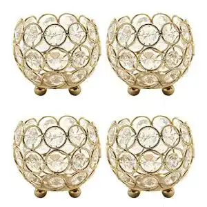 Kerzenglas VINCIGANT Teelichthalter Kerzenständer Gold, 4er Set