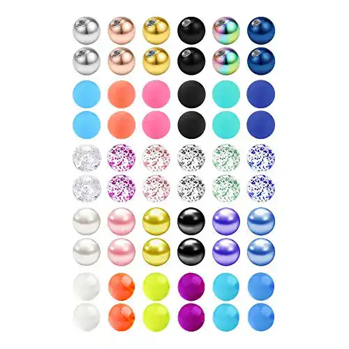 Piercing-Kugeln MODRSA 60 Stück 16G Chirurgenstahl & Plastik
